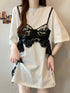 Lacey Detail Ladies Oversize T-Shirts